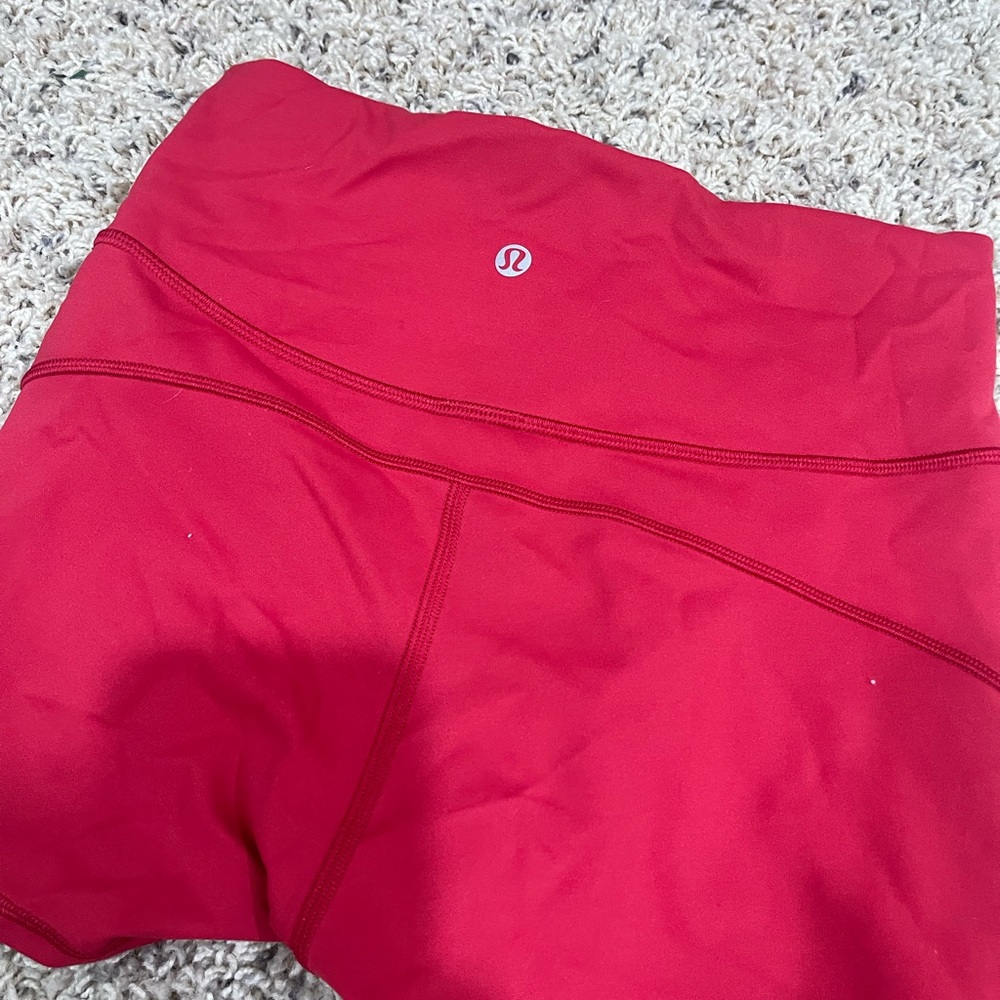 red lululemon shorts